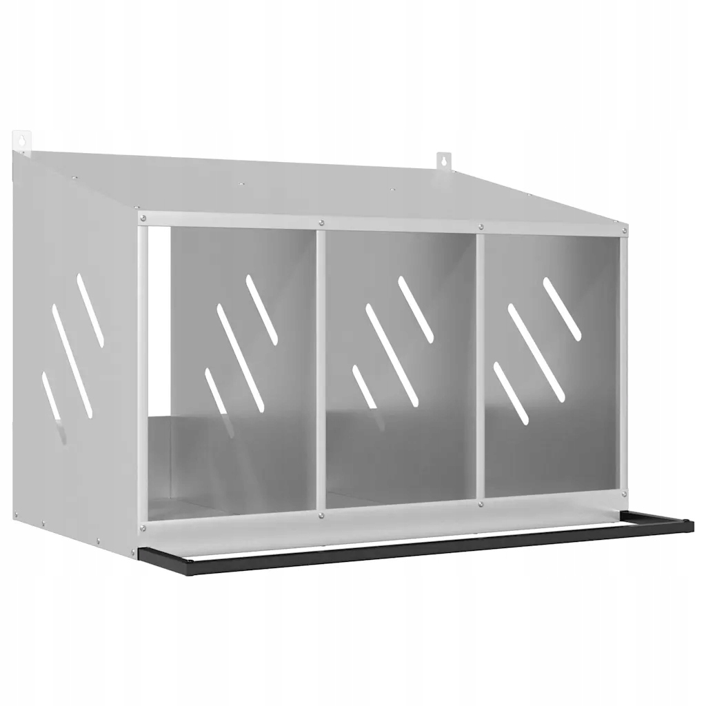 Levně Hnízdní box pro kuřata 3 přihrádkami Pozinkovaný stříbrný kov