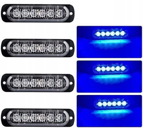 

Lampa Ostrzegawcza 6 Led Błyskowa Niebieska Strobo