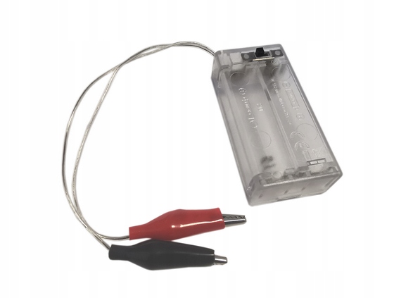 Koszyk na 2 baterie AA 1.5V clear z krokodylkami Producent Inna