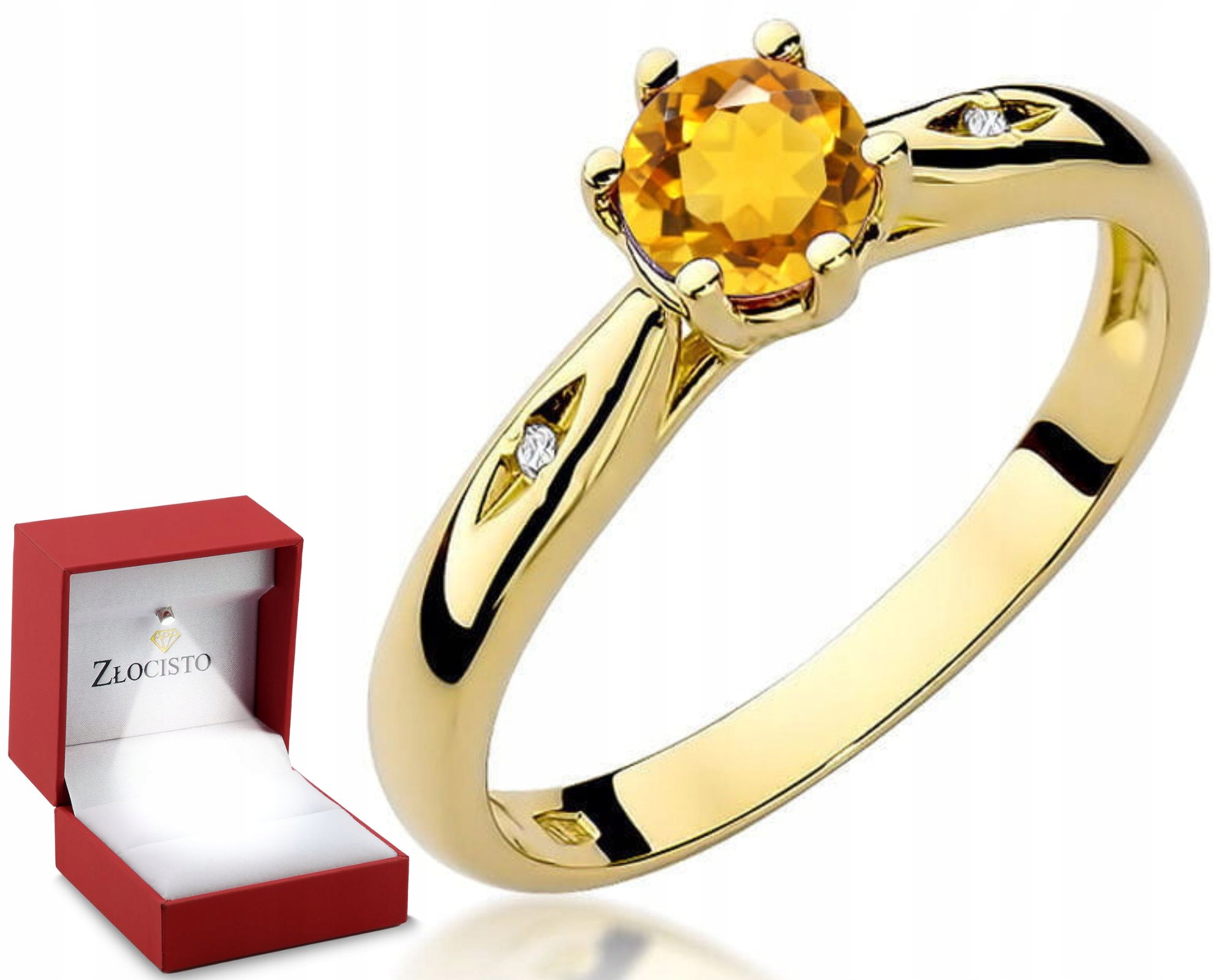 Zlatý Prstýnek S Citronem A Brilianty 585 Gravírování