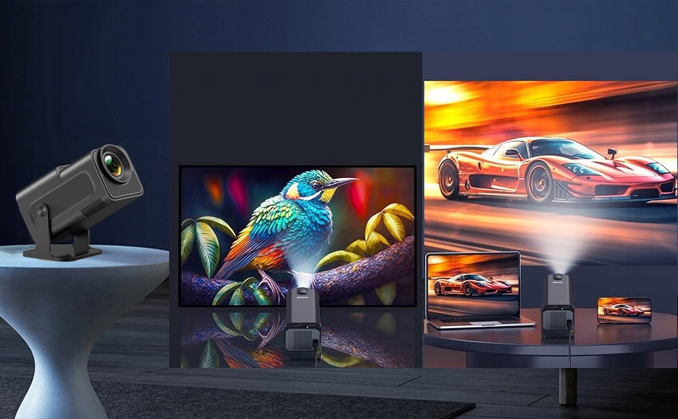 PROJEKTOR RZUTNIK PRZENONŚNY HY320 PRZENOŚNY FULL HD LED 4K WiFi ANDROID Kolor czarny