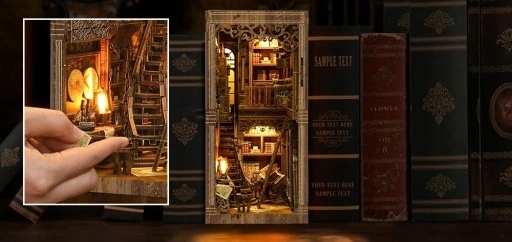 Book nook 3D dėlionė „miniatiūrinis knygų kampelis“ su LED apšvietimu modelis 319 nuotrauka 8