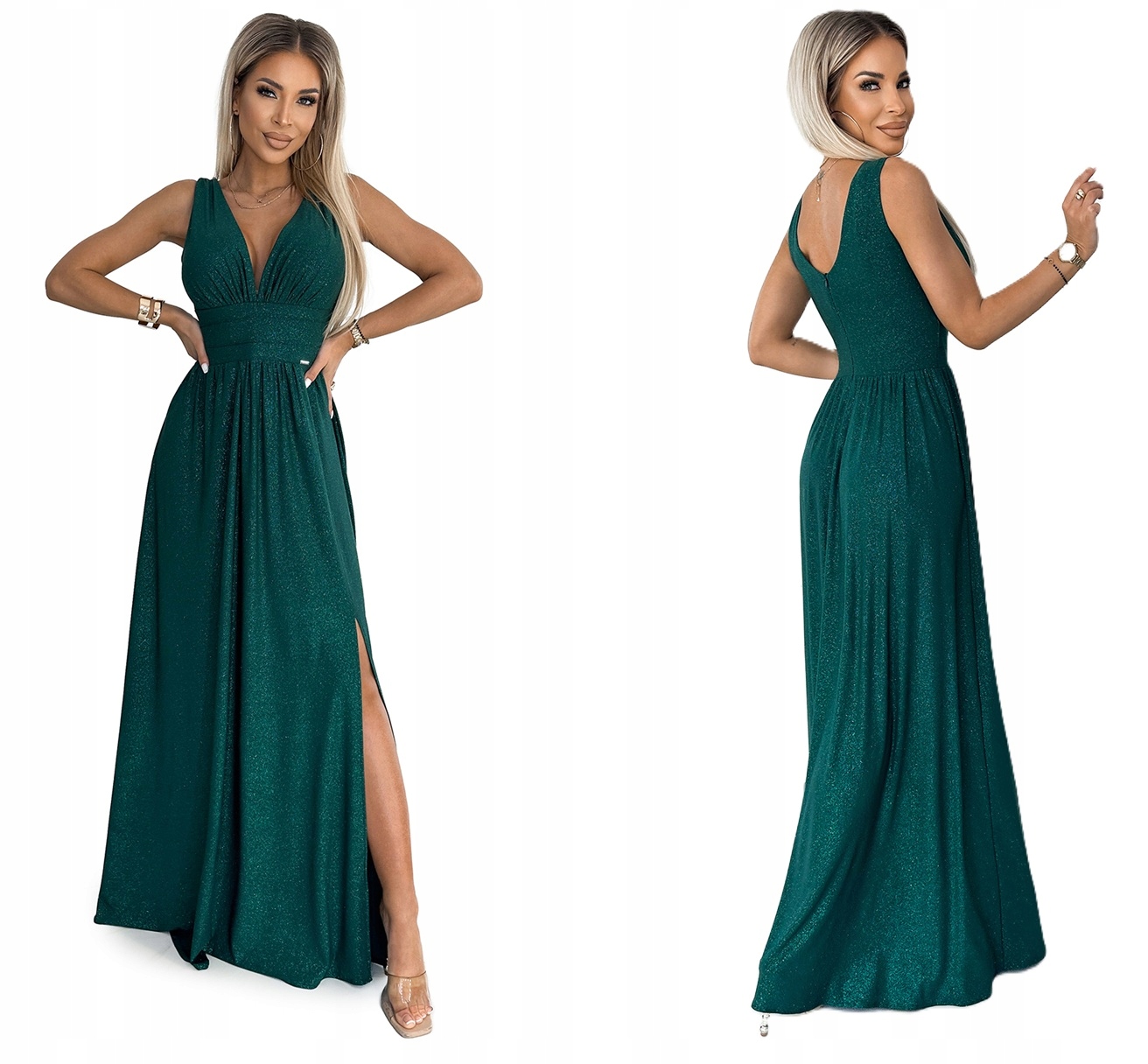 Dlouhá Brokátová Sukně Na Svatební Hostina Ples Obšitá Lahvově Zelená Barva L