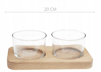 

Salaterka 2-dzielna na drewnianej podstawie 20 cm