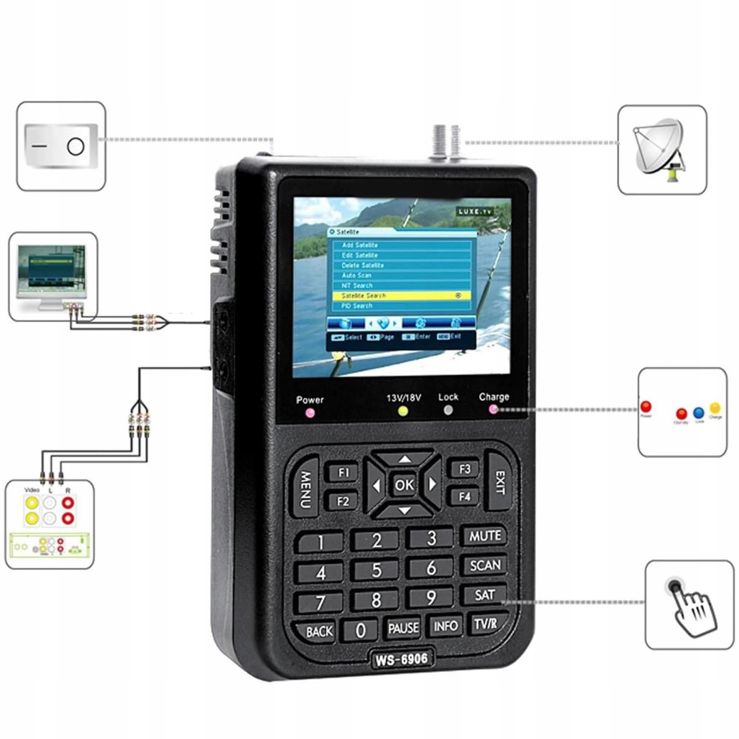 PROFESJONALNY MIERNIK WYSZUKIWANIA SYGNAŁU TV WS-6906 3,5 CALA Marka bez marki