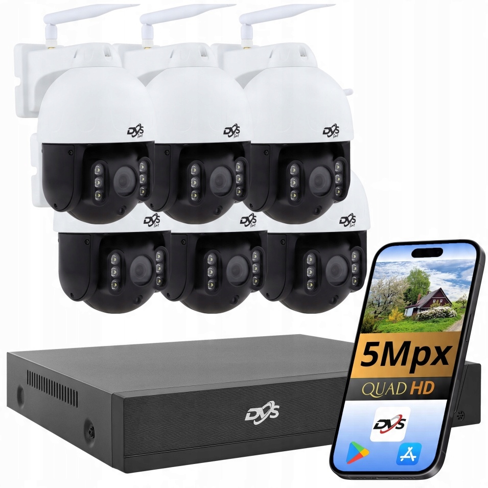 Sada 6 Wifi Kamer 5Mpx Bezdrátové Otočné Kamery Pro Monitorování Dvs