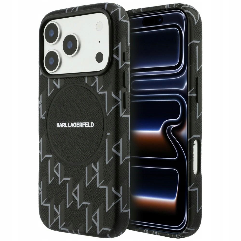 Pouzdro Karl Lagerfeld Monogram s logem MagSafe pro iPhone 17 Pro Max černé