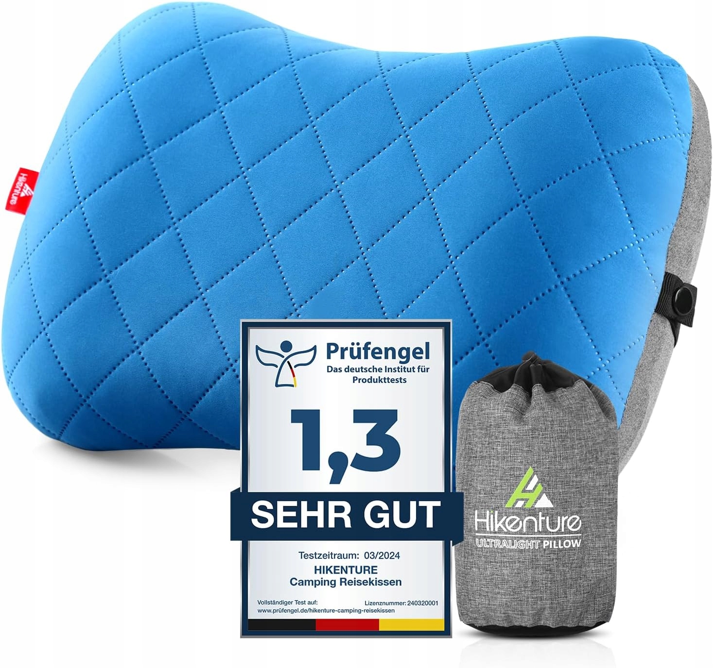Poduszka pompowana, zdejmowana poszewka Hikenture, niebiesko-szara