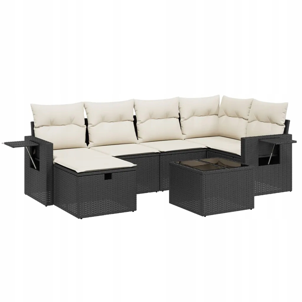 Set zahradního nábytku technorattan vidaXL černý 7 el.