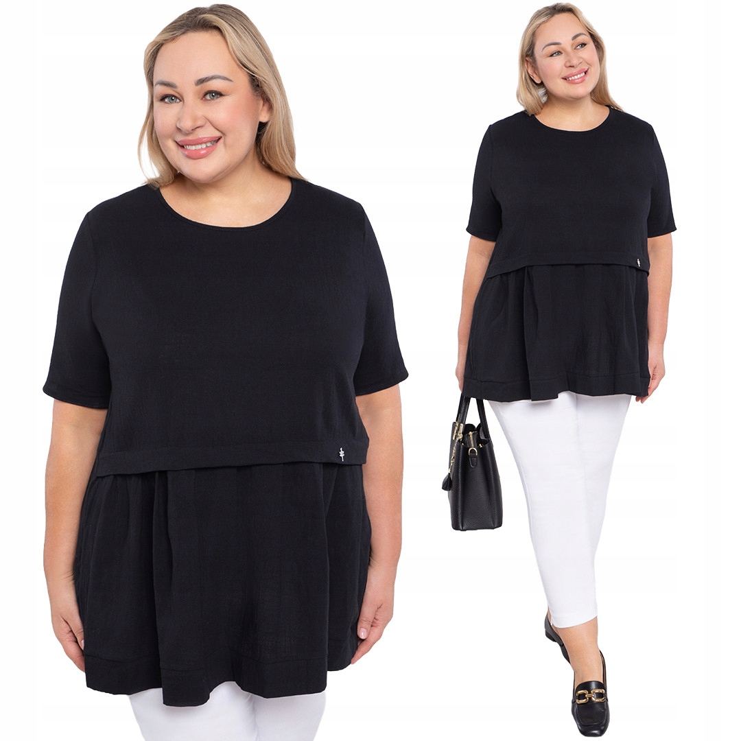 Černá lněná halenka 60/62