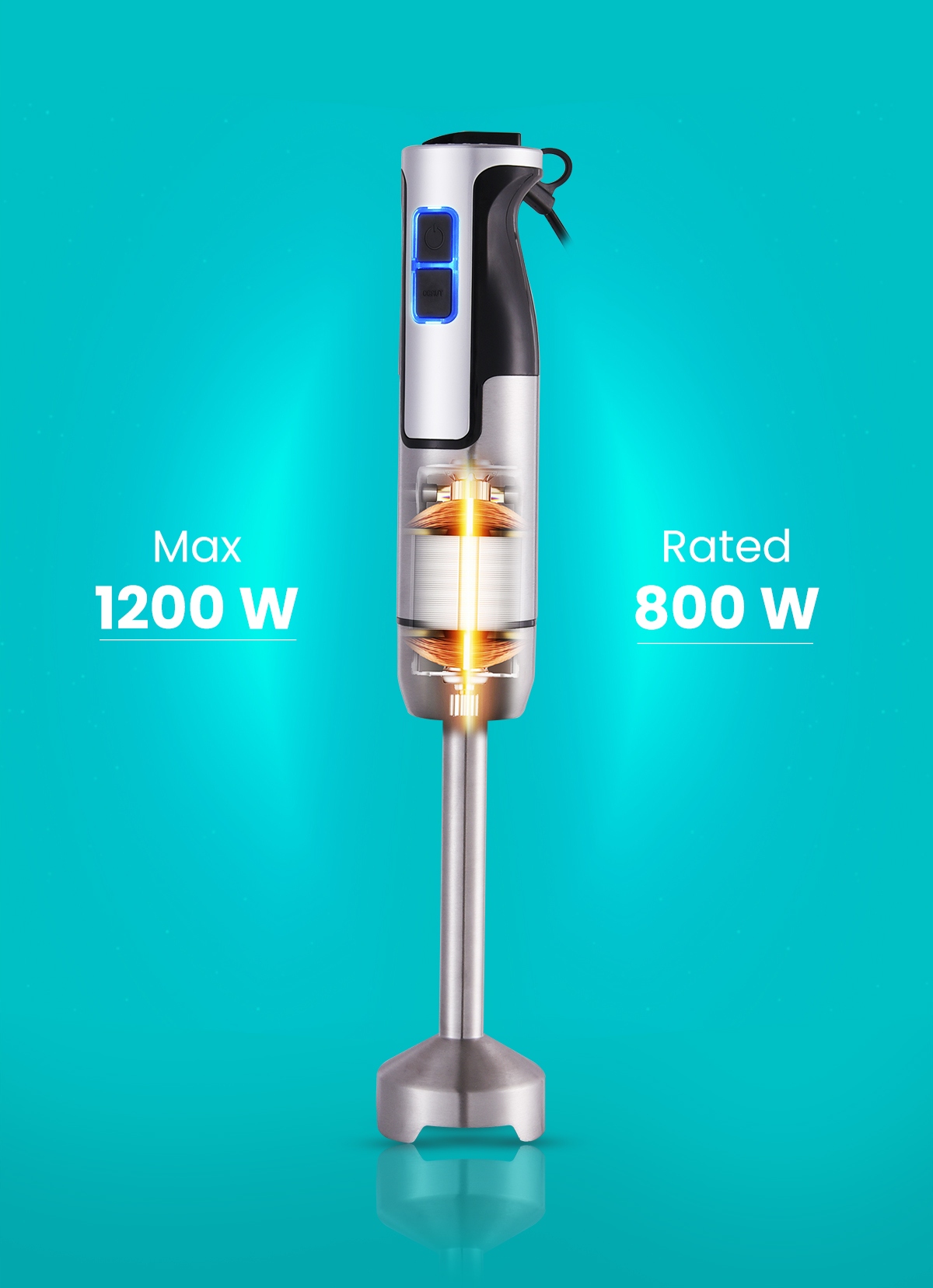 MOCNY BLENDER RĘCZNY WIELOFUNKCYJNY MIKSER ACTIVE SIEKA MIKSUJE SMOOTHIE Prędkość obrotowa 1500 obr./min