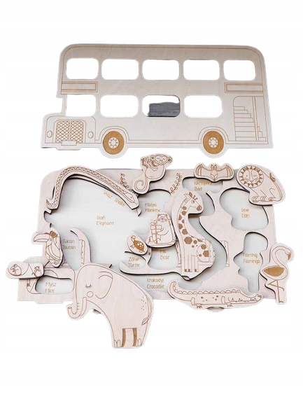 

Puzzle drewniane czerwony autobus Stuka Puka