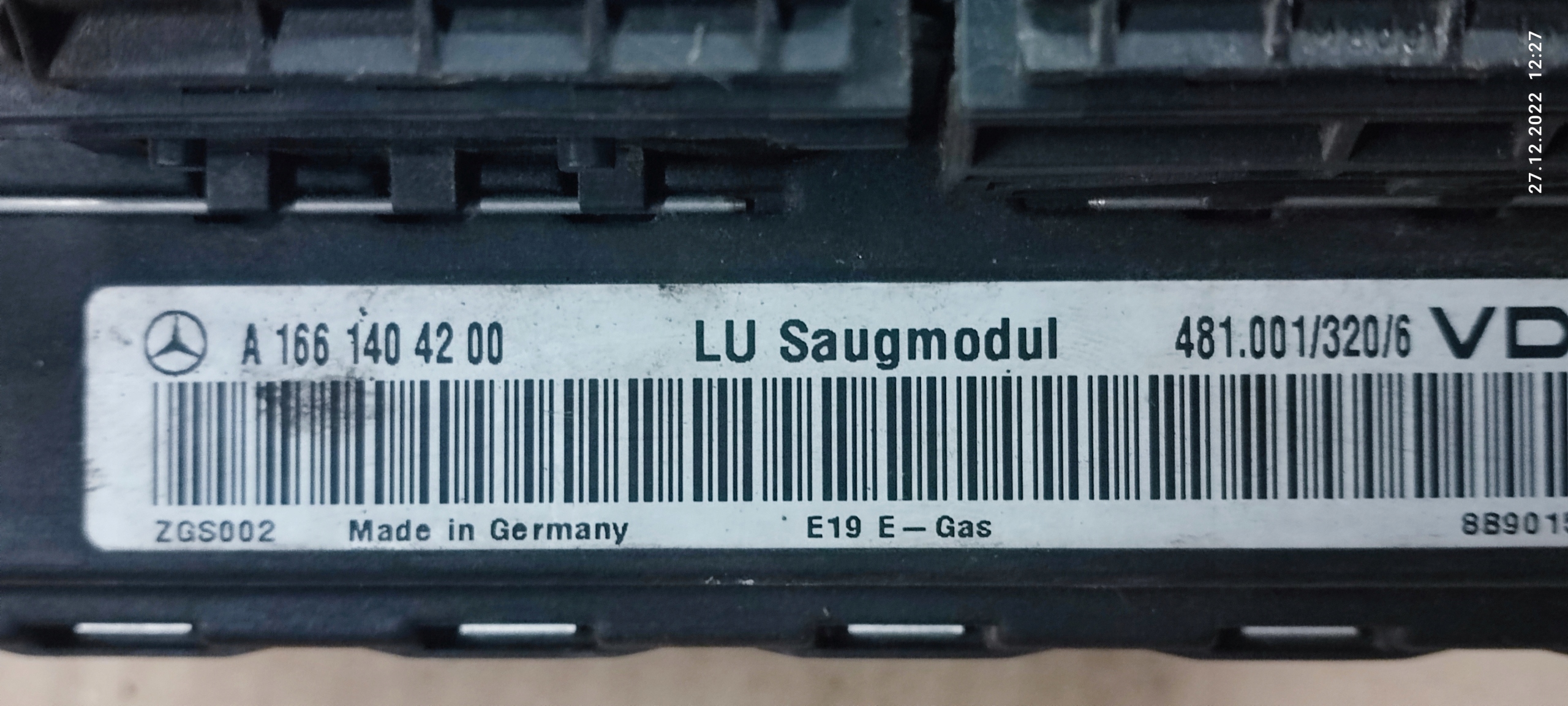 MERCEDES A KLASA W168 computer control unit of the engine 1.9 B