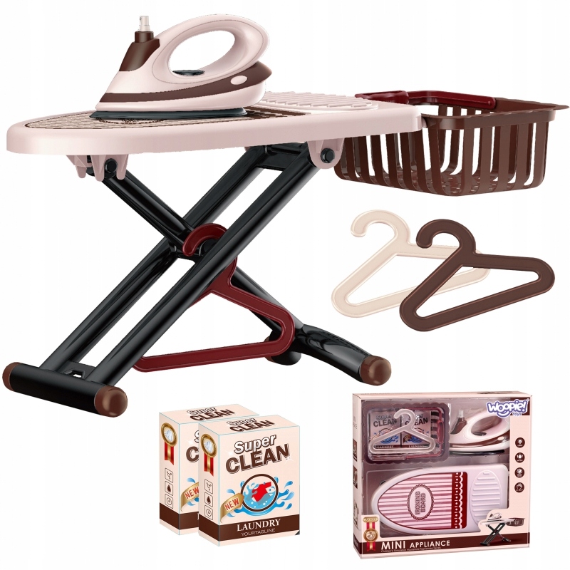 ZESTAW DO PRASOWANIA 2W1 DESKA ŻELASKO DŹWIĘKI ŚWIATŁO KOSZYK NA PRANIE 3+