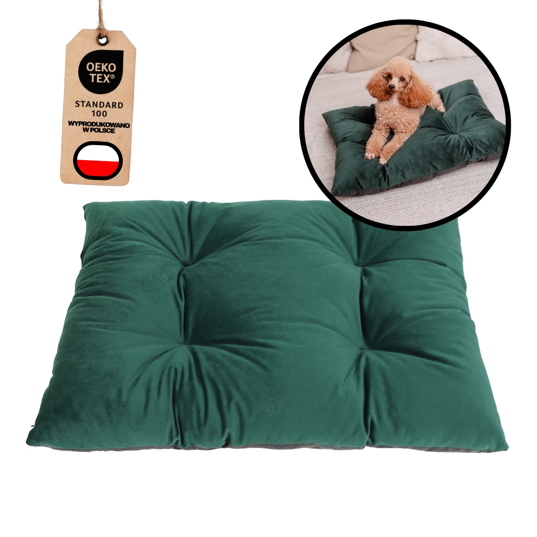 Levně Mimiko Pets Pelíšek Polštář Velvet 70x50 cm lahvově zelená barva