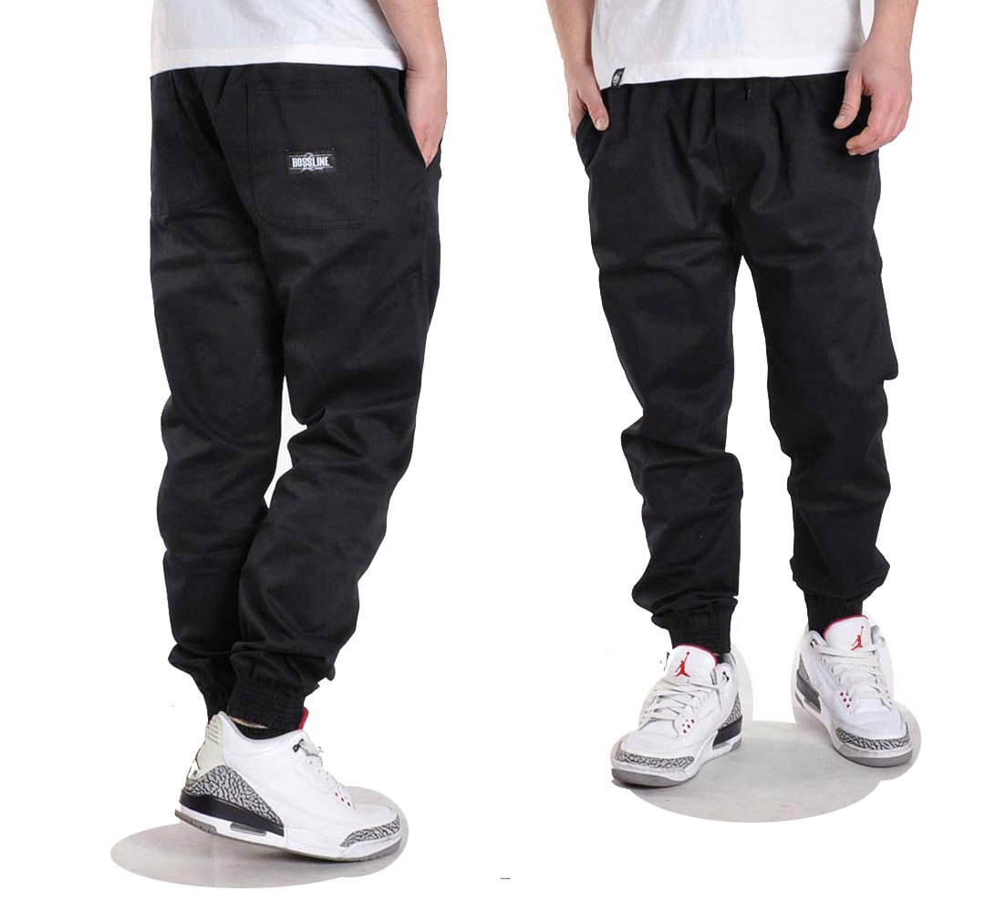 Spodnie L Bossline Casual Jogger czarne polskie joggery luźne baggy