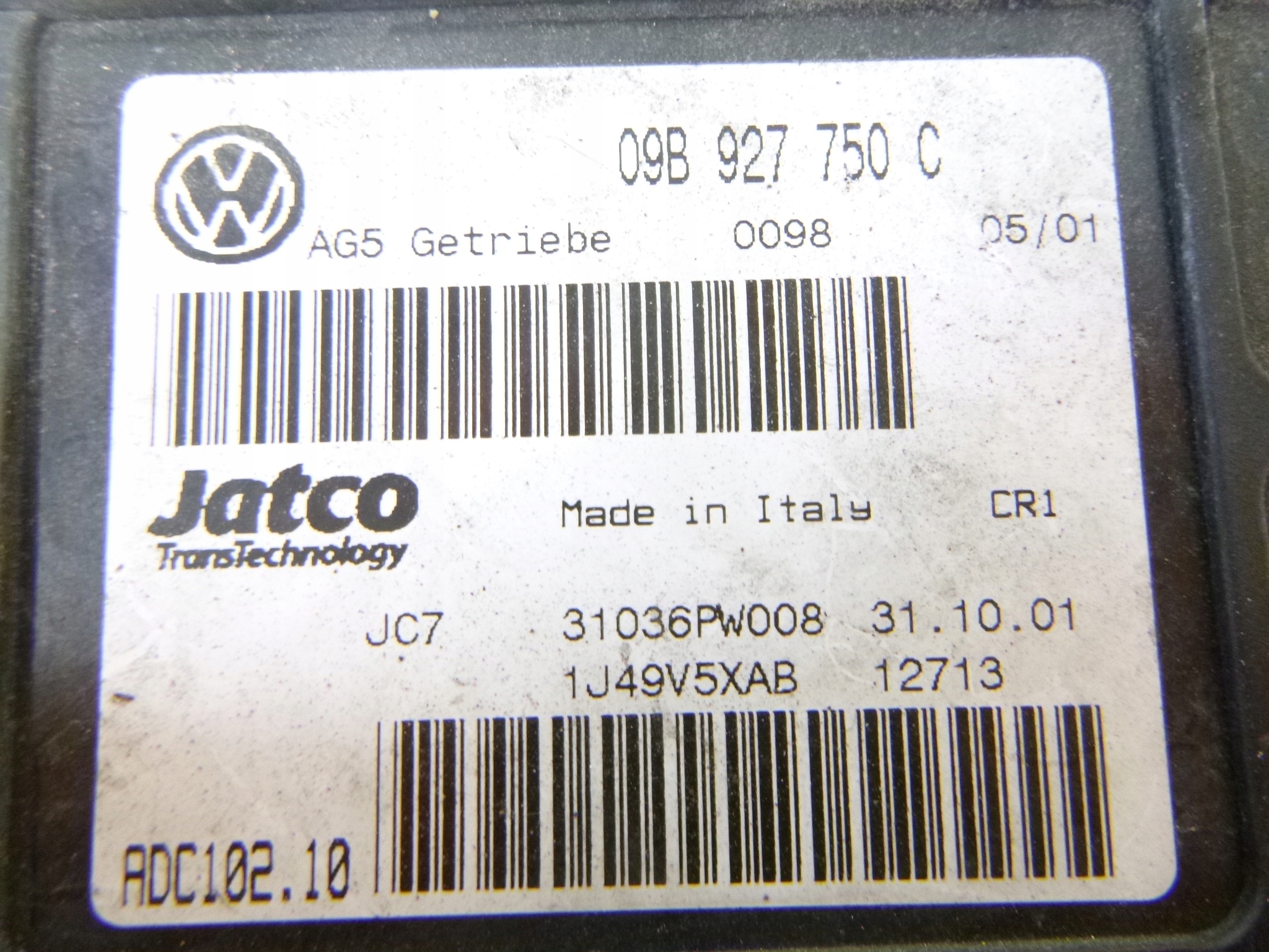 computer control unit gearboxes Ford Galaxy 2.8 VR6 JC7 09B 927 750 C JATCO