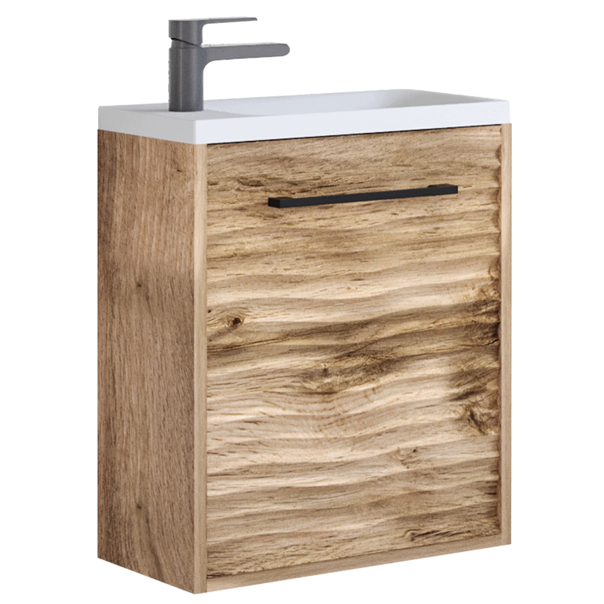 Závěsná koupelnová skříňka s umyvadlem 40 cm Dub Wotan Fala Mdf