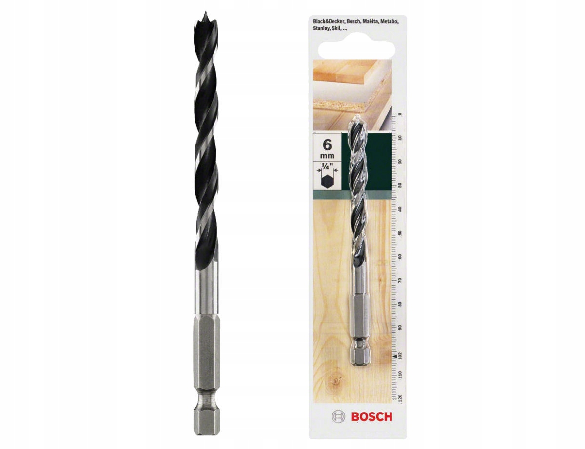 

Wiertło do drewna 6mm Hss-cv 6-kątne Bosch