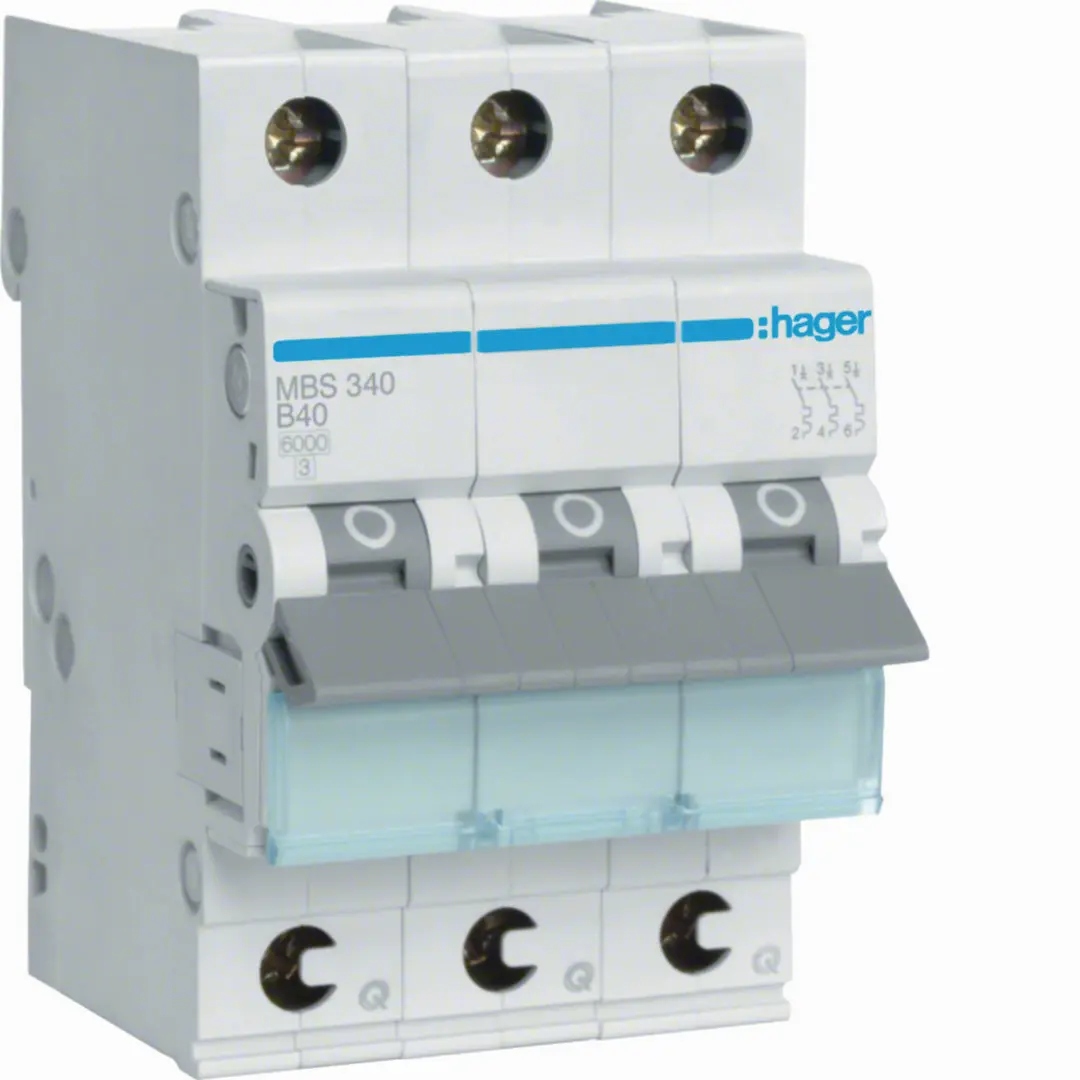 Hager Mcb Wyłącznik nadprądowy Icn=6000A 3P B 40A QuickConnect MBS340