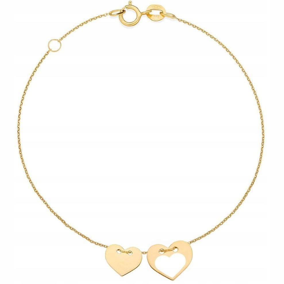 

Złota Bransoletka 333 Dwa Serca Podwójne