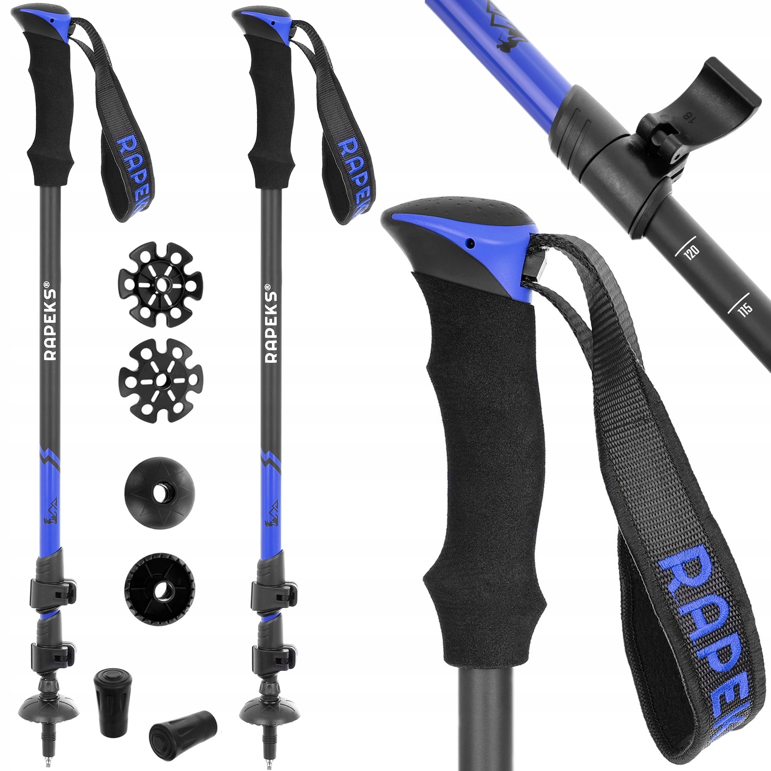 Aluminiowe Kijki do Nordic Walking Rapeks Trek Light Blue zestaw talerzy