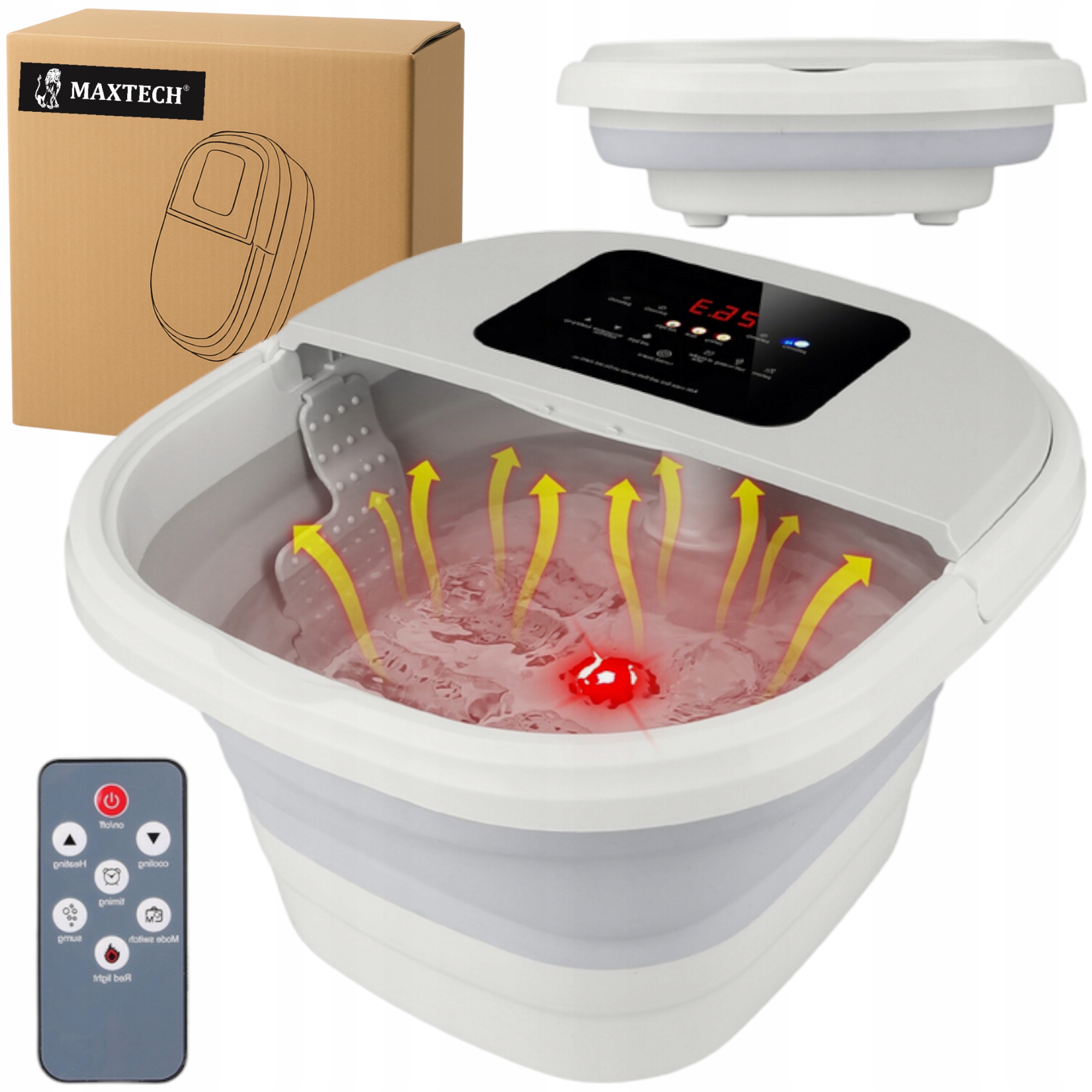 Masażer do stóp wodny Hydromasażer Składany Podgrzewany z bąbelkami pilot