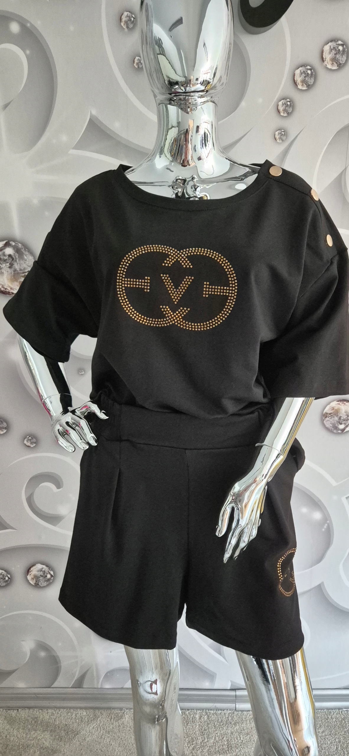Komplet Bavlněná Halenka Kraťasy černá My Luxe S,m,l