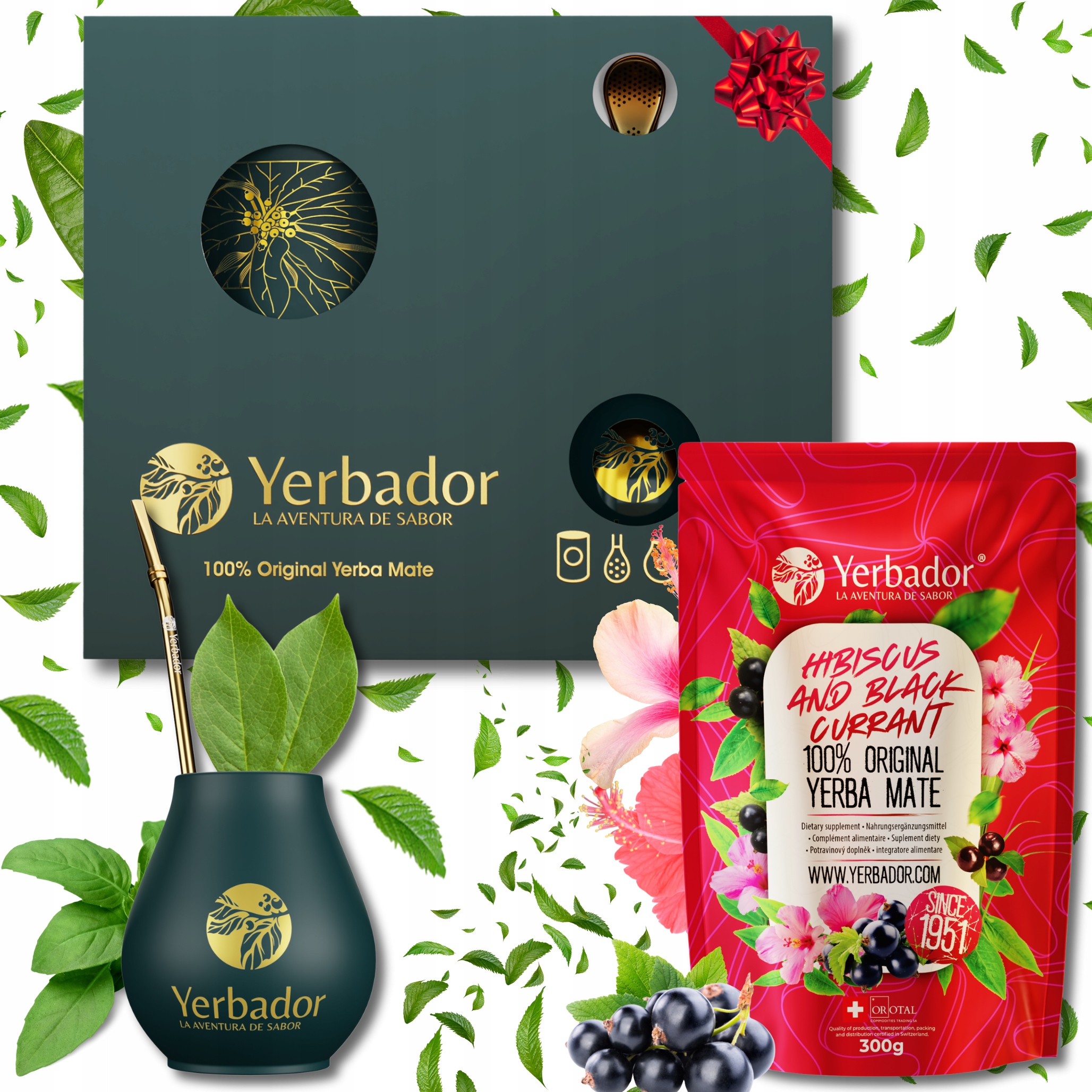 Levně Yerba Mate Startovací Sada Yerbador Hibiscus Černý Osvěžující rybíz