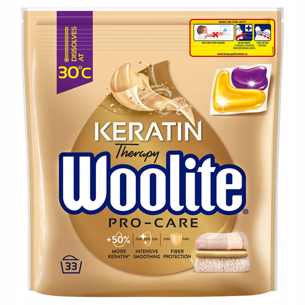 Levně Woolite Keratin Therapy Pro-Care Univerzální Kapsle na praní 660 g (33 P)