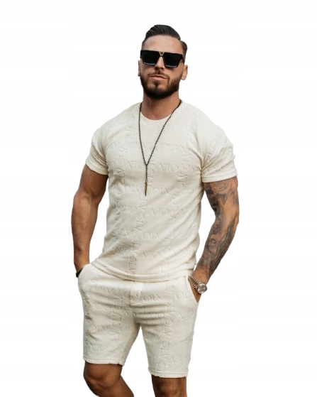 Pánský velurový komplet O La Voga Men Eteni Béžová Banánová Velikost L