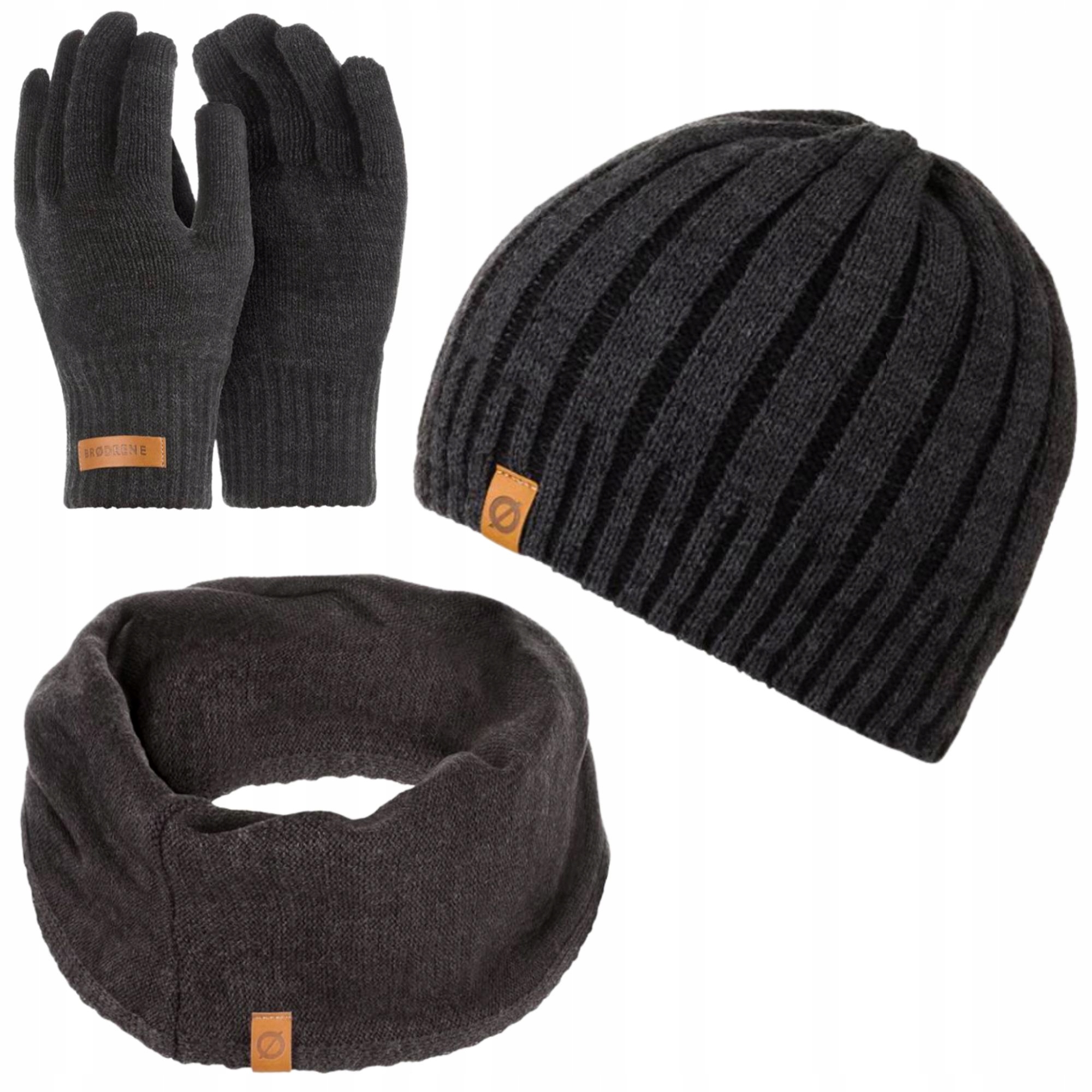 Čepice a Nákrčník Pánské Golfové rukavice Brodrene Komplet 3v1 Zimní Šedá