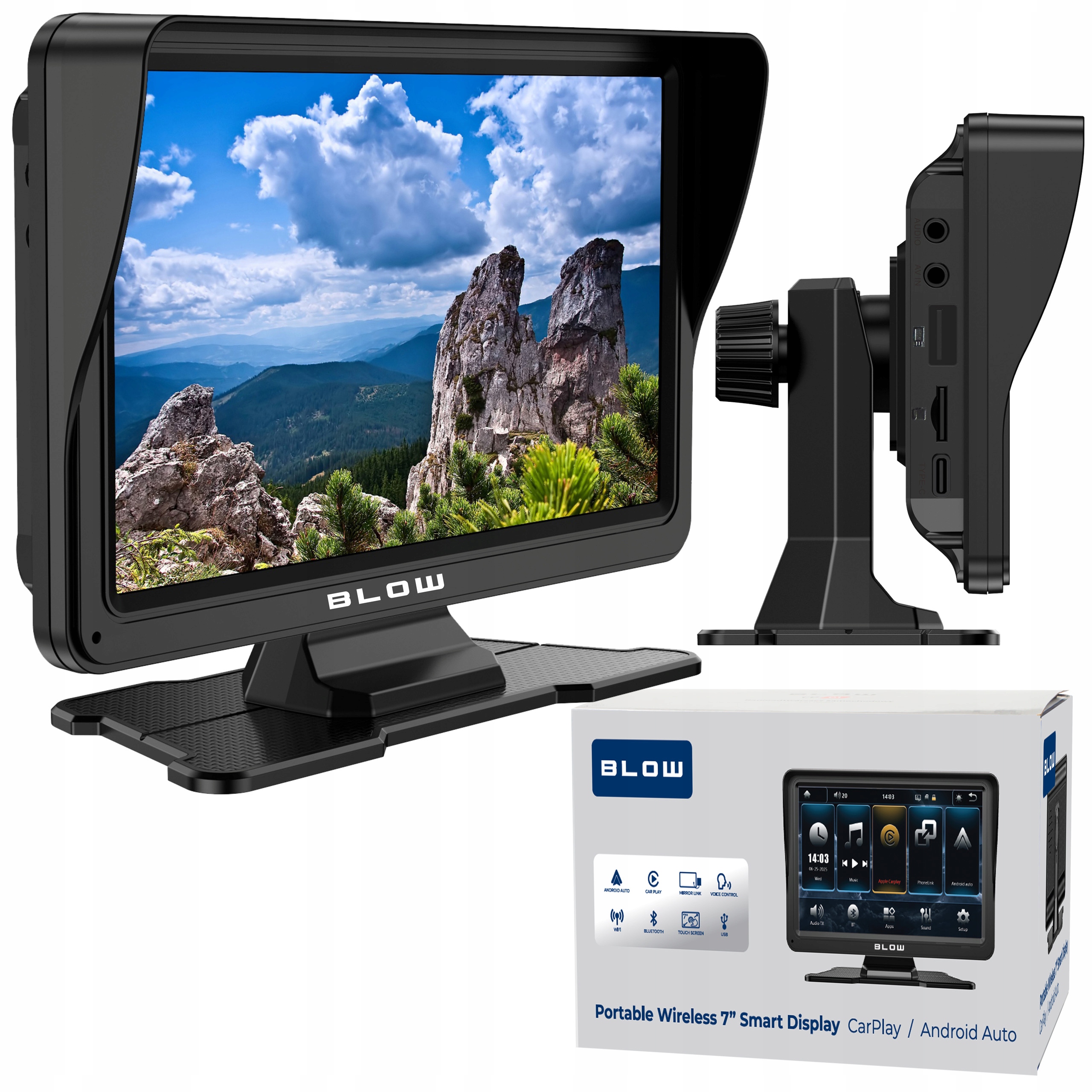 STACJA MULTIMEDIALNA BEZPRZEWODOWA CARPLAY MIRRORLINK 7 CALI BLUETOOTH WIFI