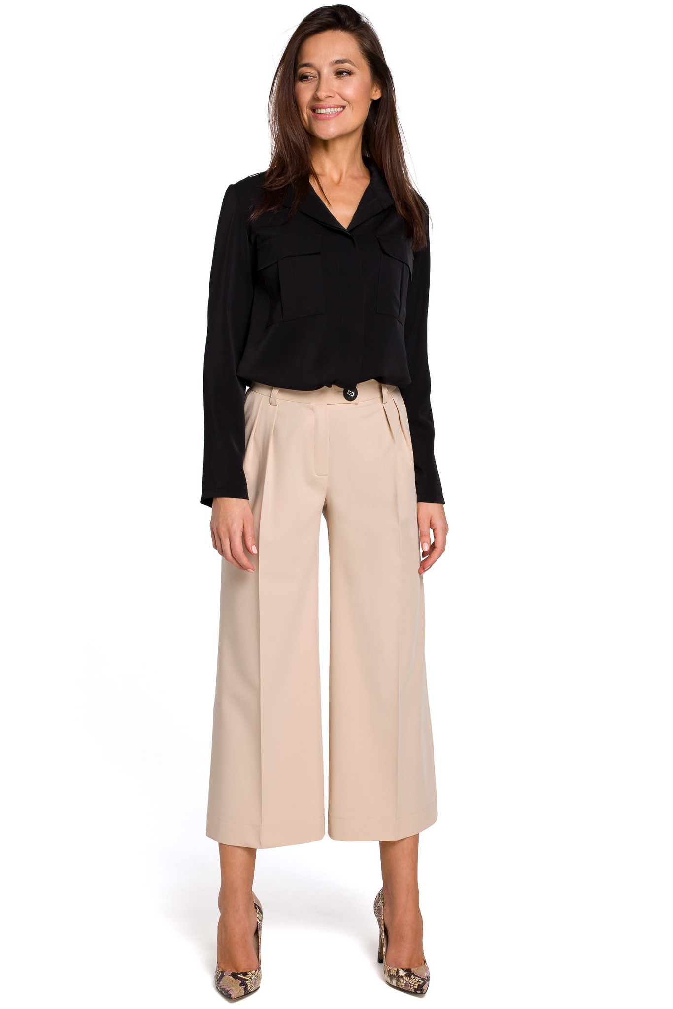 

Spodnie typu Culottes z Nogawkami w Kant XL