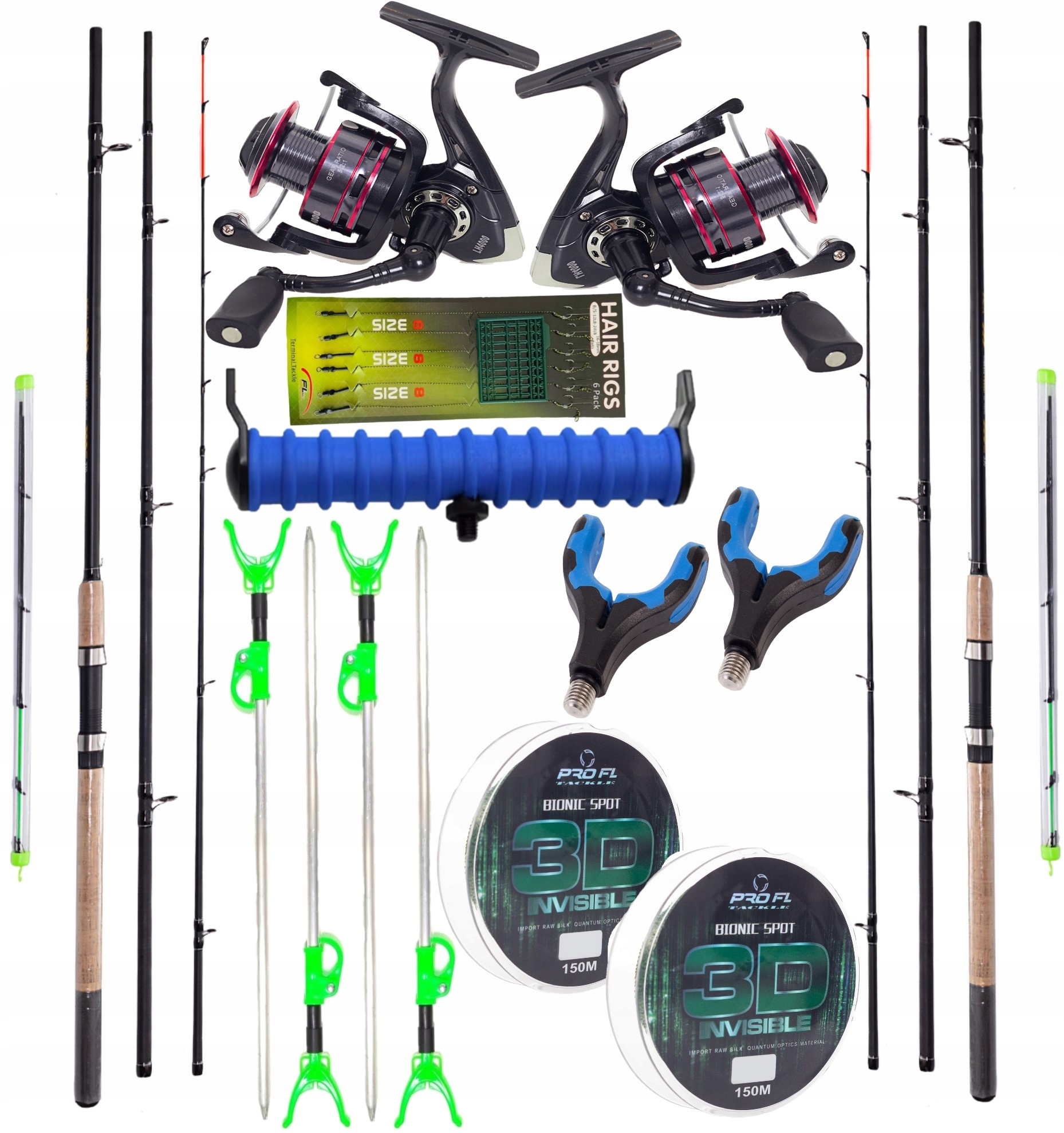 Zestaw Wędkarski Na Ryby 2X Wędka Feeder +2X Kołowrotek LH4000 +akcesoria