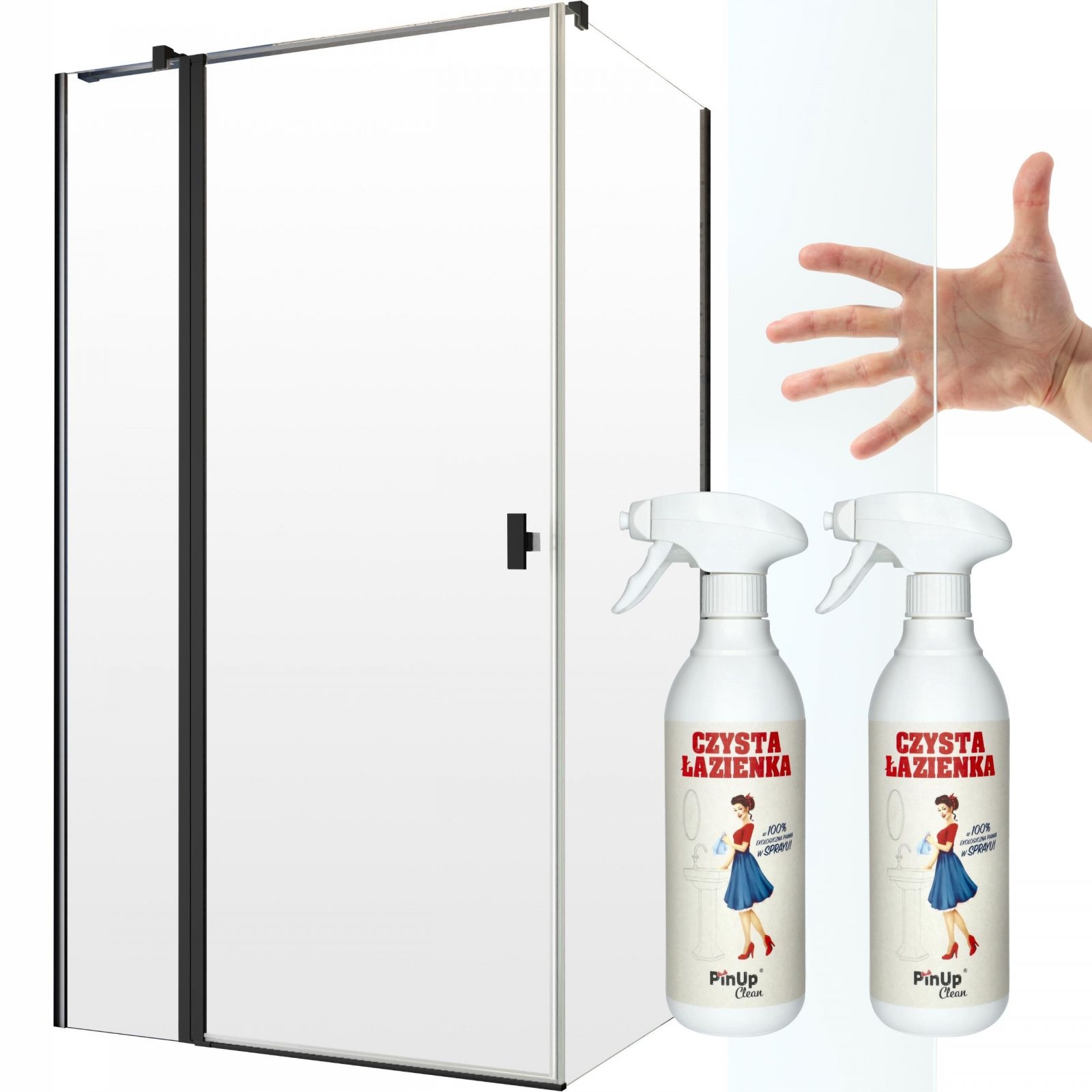 Kabina prysznicowa czarna narożna 90x100 L czyste