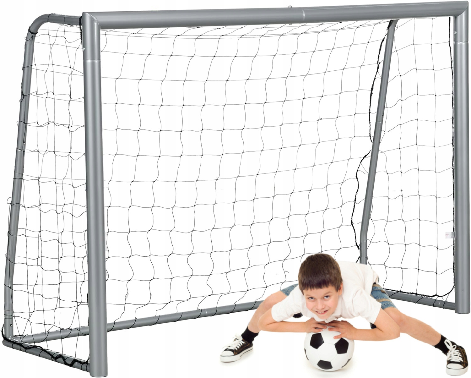 STABILNA BRAMKA PIŁKARSKA METALOWA Z SIATKĄ DUŻA 240x160 GRUBA RURY 60mm Certyfikaty, opinie, atesty CE