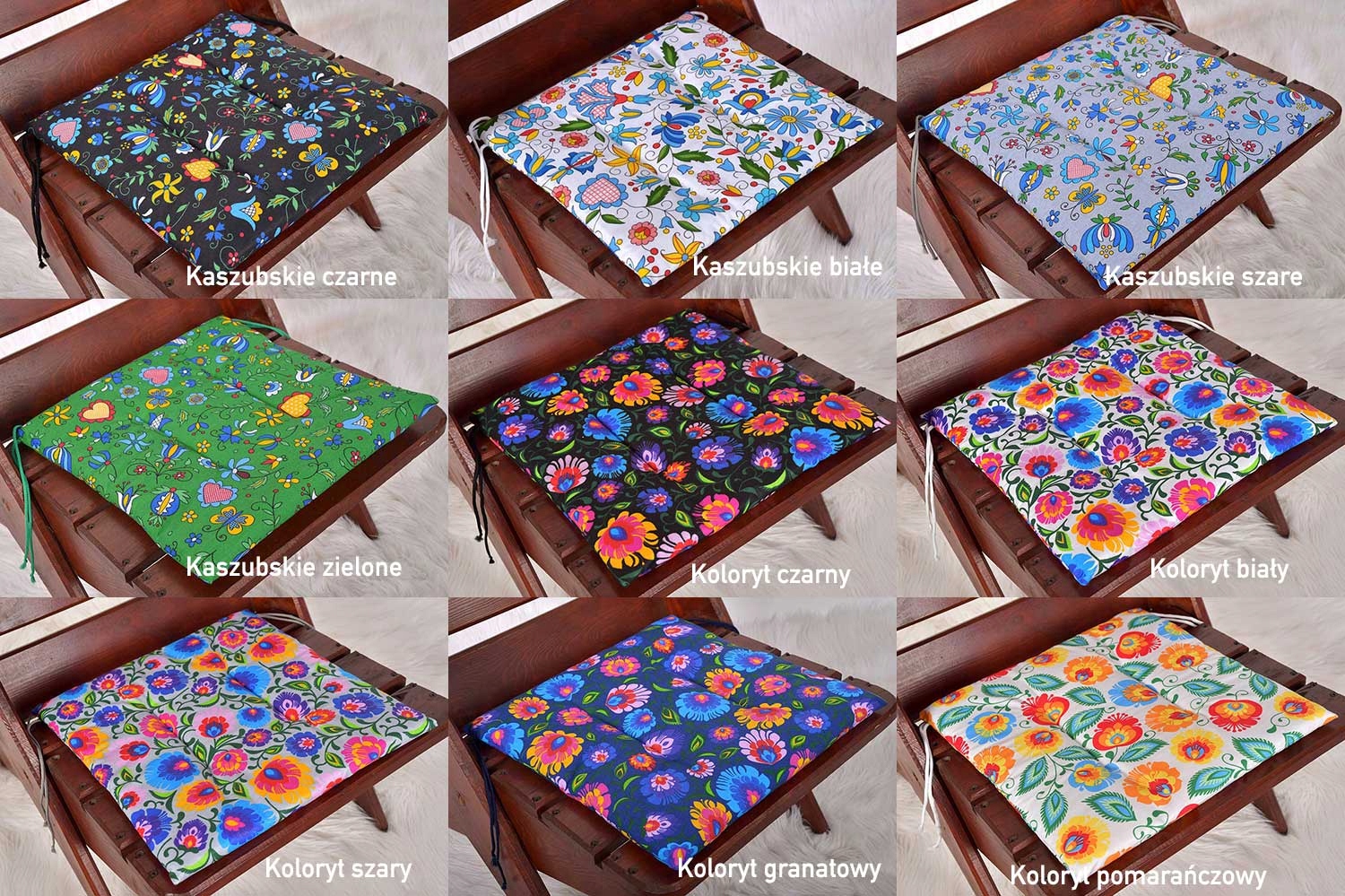 WIĄZANA PODUSZKA NA KRZESŁO TARAS 38x38 WZORY Długość poduszki 38 cm