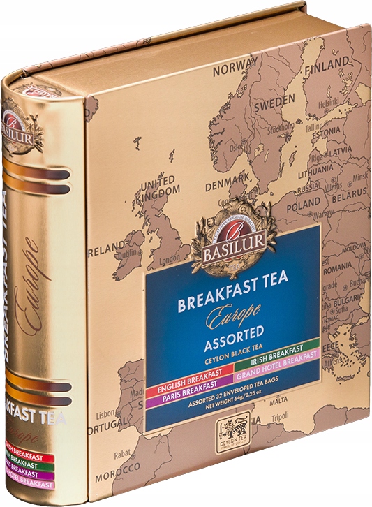 Levně Sada čajů Basilur Breakfast Europe sáčky na snídani plechovka 32 ks