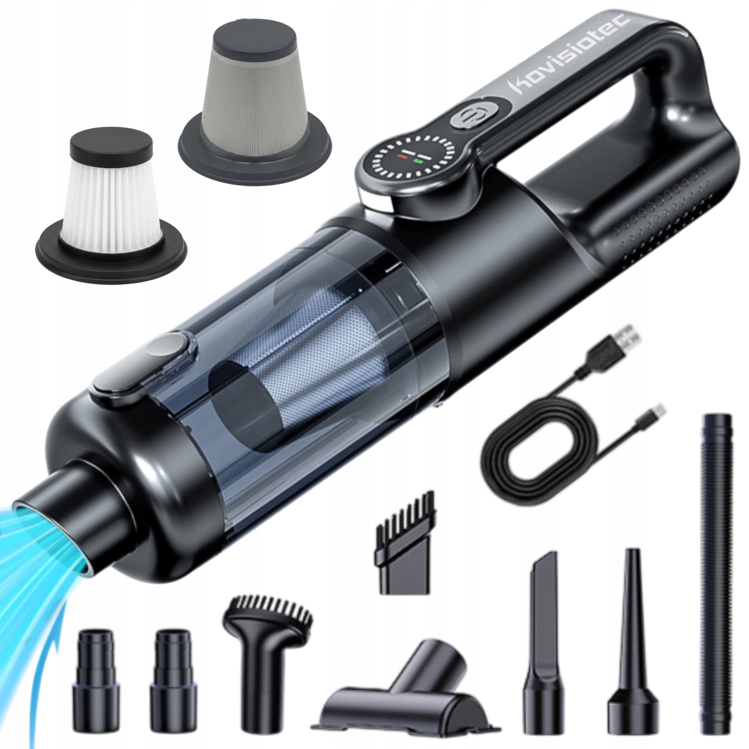 Odkurzacz Ręczny Bezprzewodowy Akumulatorowy Samochodowy Moc 17000Pa Czarny