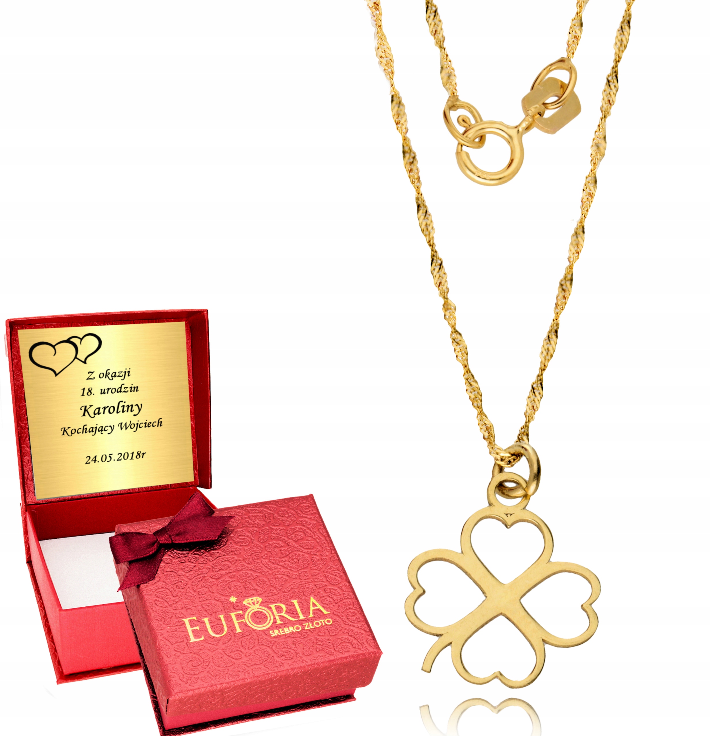 

Złoty Łańcuszek 585 Koniczyna Koniczynka Grawer