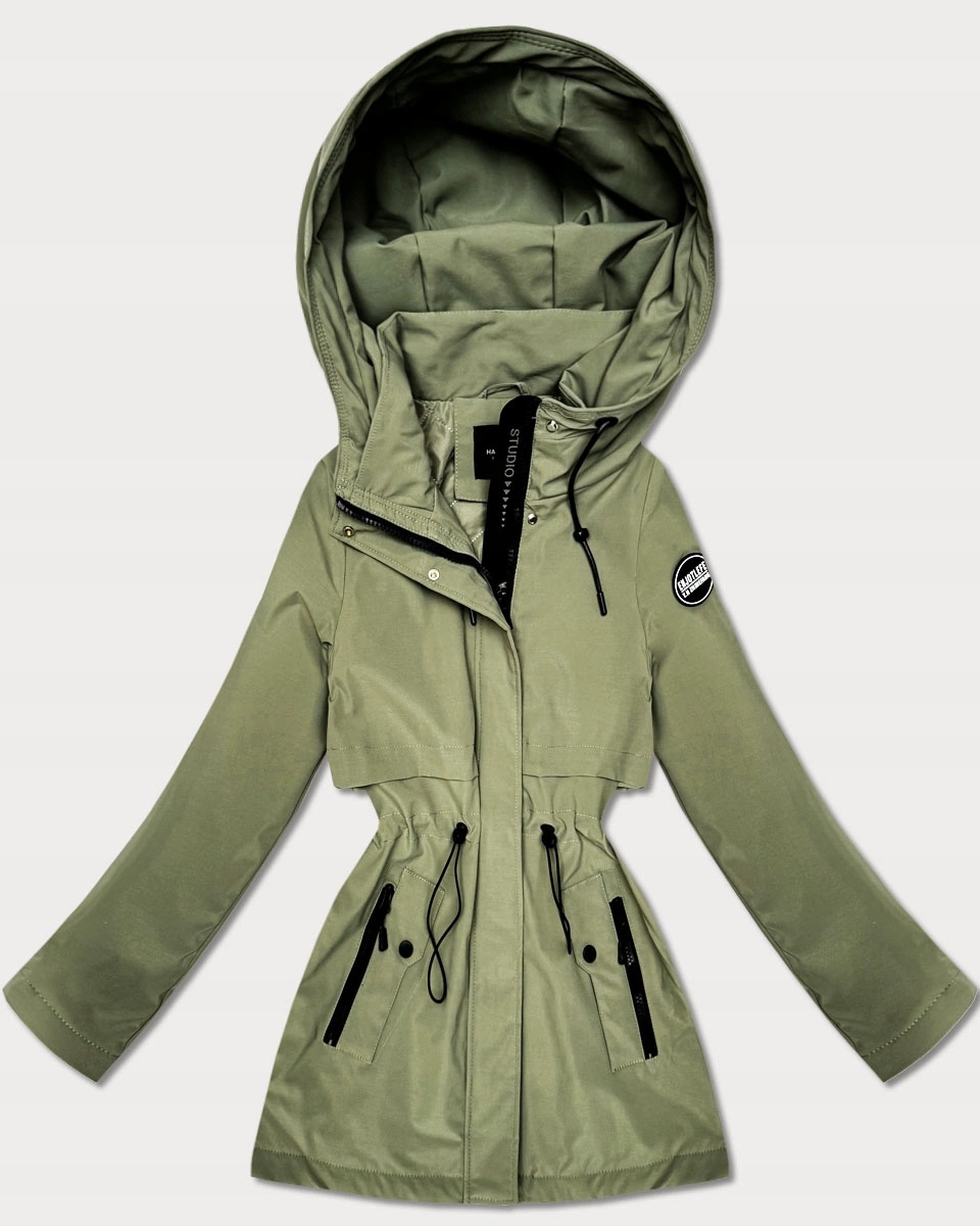 Lehká Bunda S Kapucí KK60418 Khaki XXL (44)