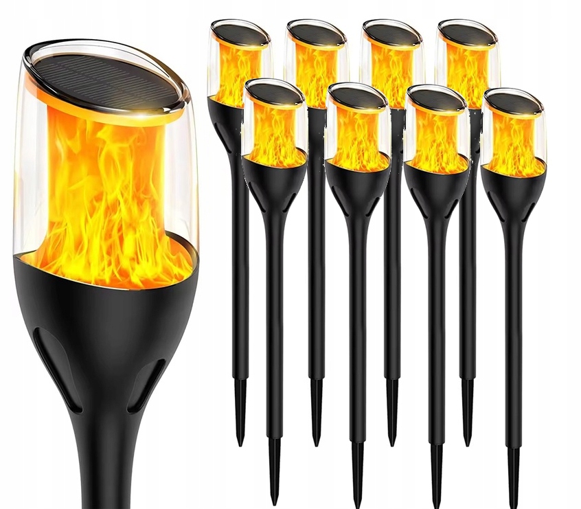 8 x Solárne Led záhradné lampy Silný Plameň 65 cm