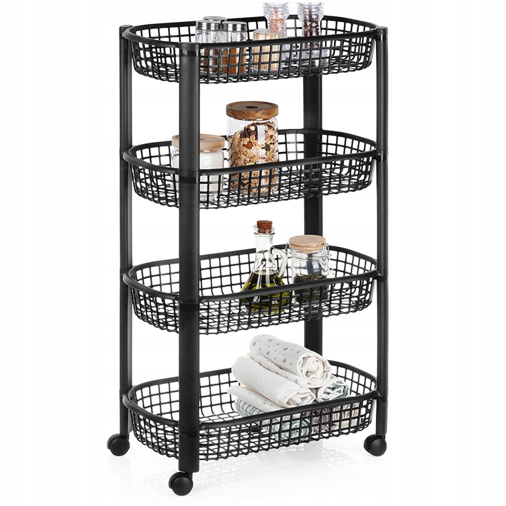 Kuchyňský Vozík, Regál Na Kolečkách, Mobilní Koupelnová Polička, 4 Úrovně