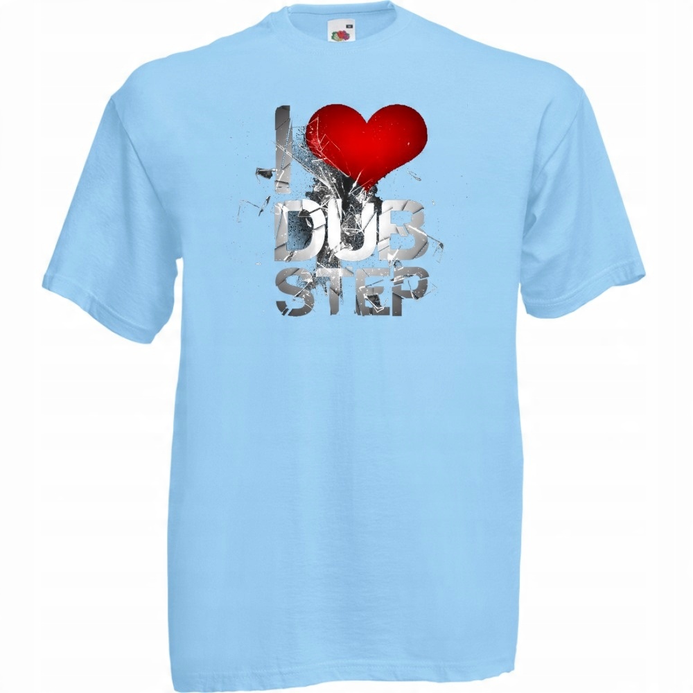 

Koszulka z nadrukiem i love dubstep S błękitna