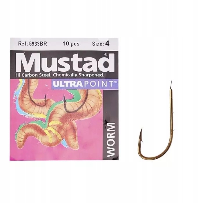 Haczyki Mustad Worm 5933BR, NR12, 10SZT
