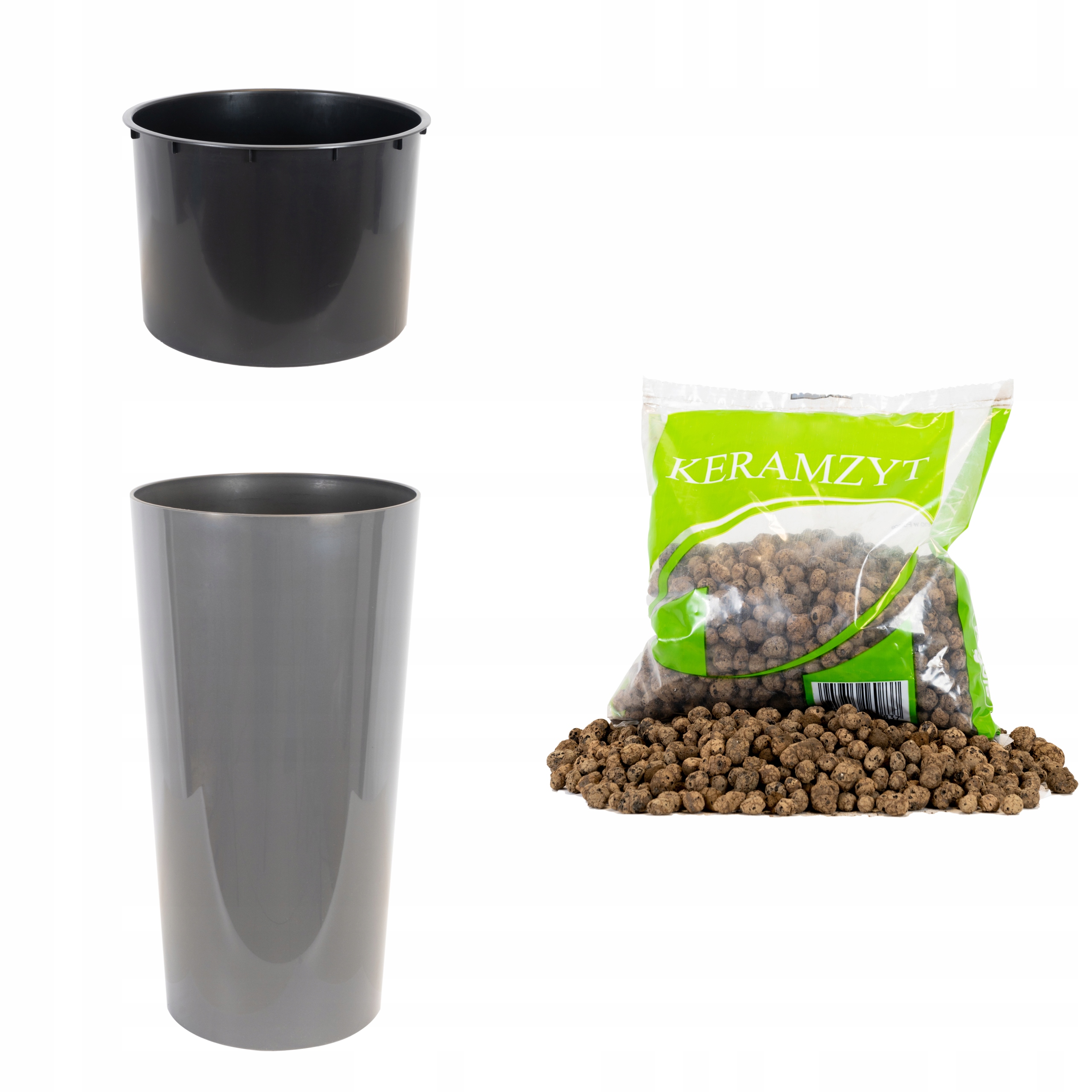 

Doniczka plastikowa z wkładem ⌀30x57cm antracytowa