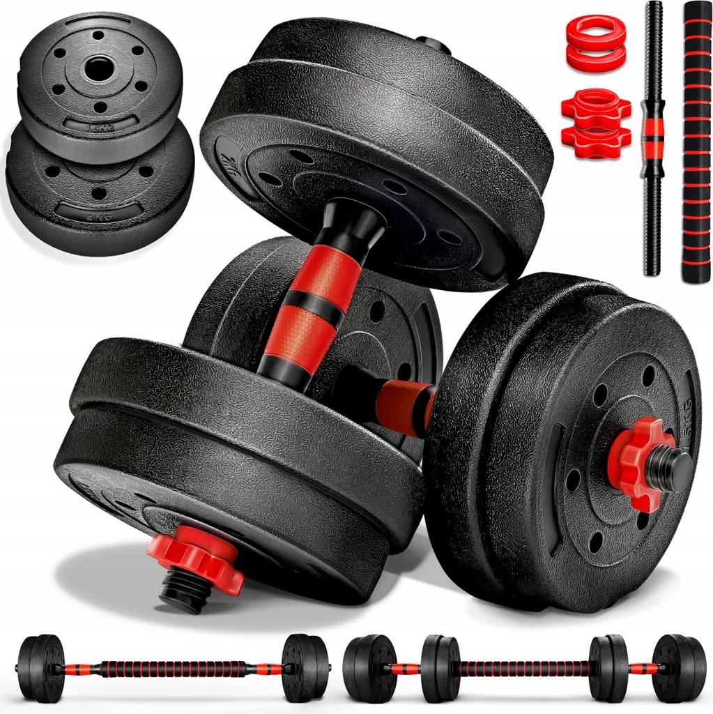 Regulowany zestaw hantli 2 w 1 ze sztangą 15 kg