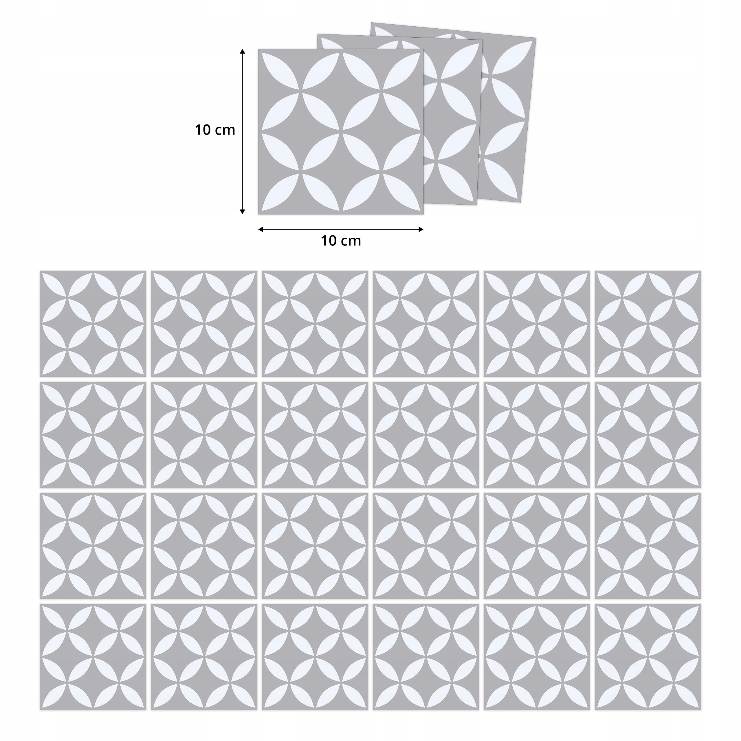 Laminált Csempe Matricák Klasszikus DÍSZEK Mozaik 24 db-os szett Szín szürke