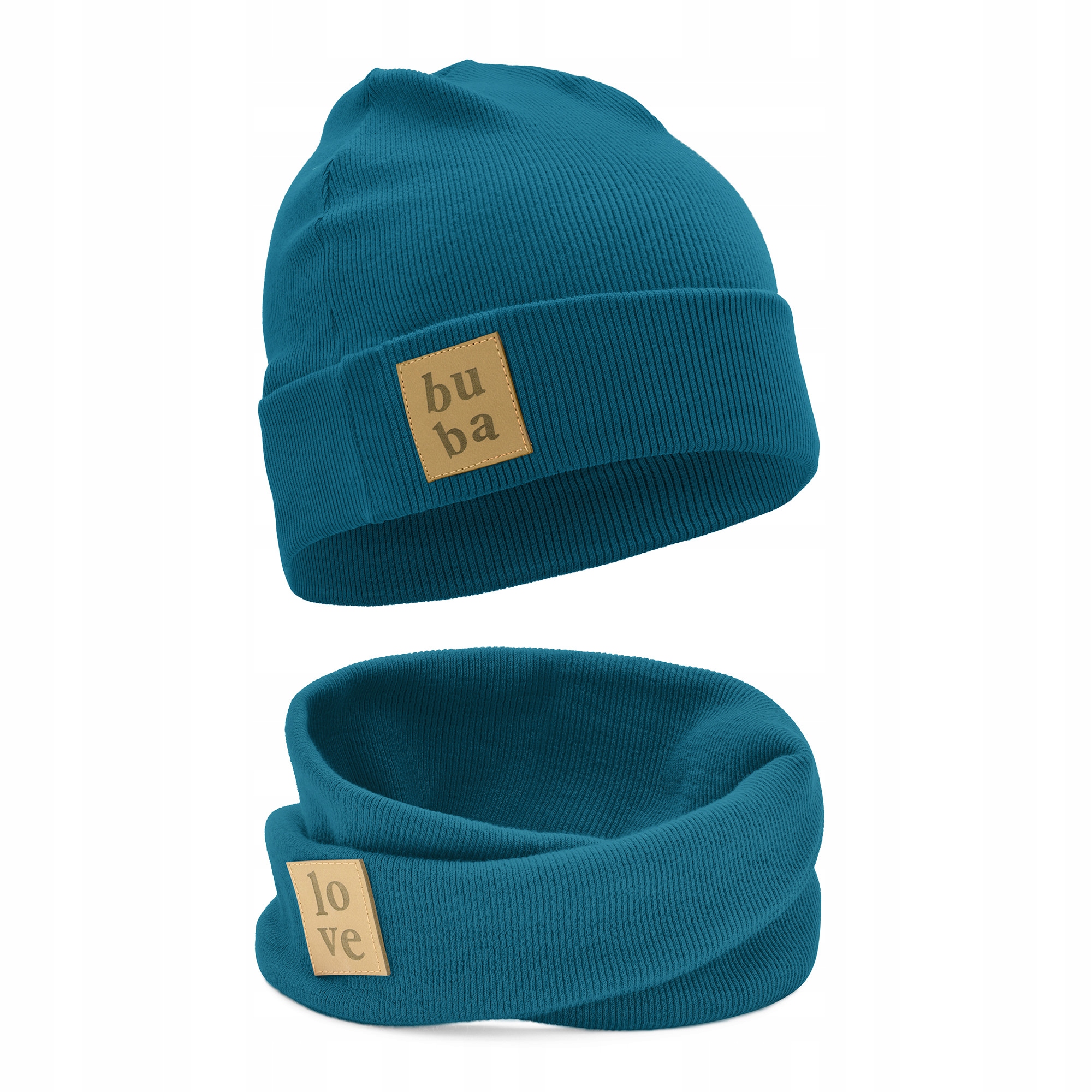 

Czapka dziecięca z kominem wiosna jesień morska